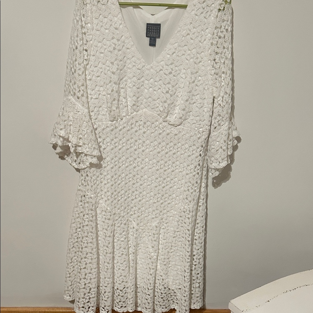 Rabbit Rabbit Rabbit White Textured Midi Dress - Picture 1 of 5